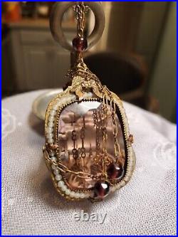 Authentic Lg Antique Victorian Necklace. Seed glass hand fabricated