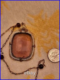 Authentic Lg Antique Victorian Necklace. Seed glass hand fabricated