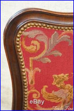Authentic Victorian Era Fireplace Screen Needlepoint Scene Hand Carved Mahogany