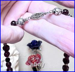 BEAUTIFUL Antique Victorian. 950 Sterling Silver Garnet & Spinel Cross Necklace