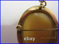 Beautiful Antique Victorian 10K Gold Hand Carved Shell Cameo Brooch Pin Pendant