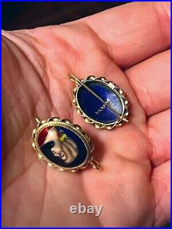 Beautiful Antique Victorian 14K Gold French Hand Painted Earrings RARE