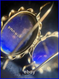 Beautiful Antique Victorian 14K Gold French Hand Painted Enamel Earrings RARE