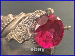Beautiful Victorian 14Kt Gold Ruby Ring Gothic Custom Hand Made Sz-7.5 5.6grams