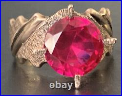 Beautiful Victorian 14Kt Gold Ruby Ring Gothic Custom Hand Made Sz-7.5 5.6grams