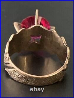 Beautiful Victorian 14Kt Gold Ruby Ring Gothic Custom Hand Made Sz-7.5 5.6grams