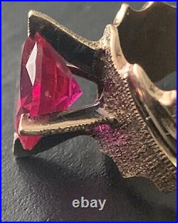 Beautiful Victorian 14Kt Gold Ruby Ring Gothic Custom Hand Made Sz-7.5 5.6grams