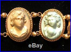 Beautiful Victorian Lava Hand Carved Cameo Bracelet Vintage Antique Jewellery