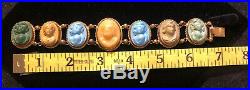 Beautiful Victorian Lava Hand Carved Cameo Bracelet Vintage Antique Jewellery