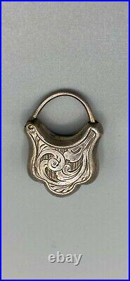 Beautifully Hand Chased Antique Victorian Silver Padlock LocketPendantCharm