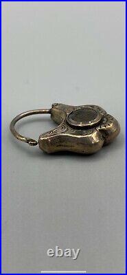 Beautifully Hand Chased Antique Victorian Silver Padlock LocketPendantCharm