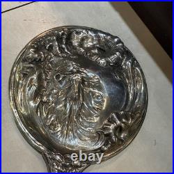 Best Victorian Nymph Fairy Floral Antique Silverplate Hand Mirror
