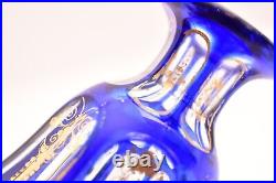 Biedermeier Cut Glass Cobalt Blue Gold Perfume Bottle Hand Painted Victorian