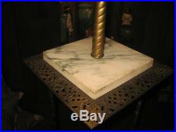 Bradley Hubbard Exquisite Cast Iron Brass Floor Table Oil Lamp Hand Painted GWTW