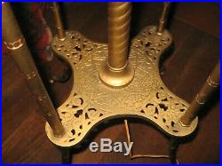 Bradley Hubbard Exquisite Cast Iron Brass Floor Table Oil Lamp Hand Painted GWTW