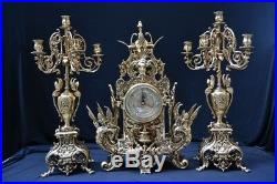 Brass Clock Set French style Hand made Louis XV