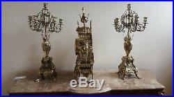 Brass Clock Set French style Hand made Louis XV