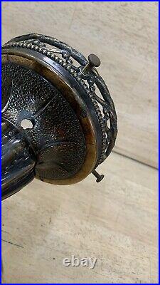 Brass Light Fixture & Glass Globe HAND PAINTED Ceiling Antique Victorian