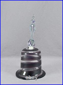 British Victorian Hand Blown Purple Swirl & Clear Glass Wedding Bell