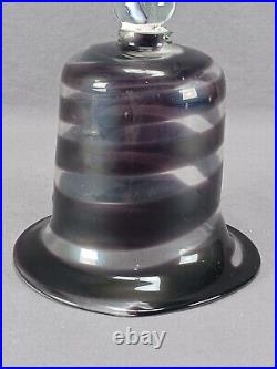 British Victorian Hand Blown Purple Swirl & Clear Glass Wedding Bell