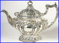 CHANTILLY Old Gorham 5pc Sterling Silver Hand Chased Tea & Coffee Set GRAND