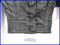 CIVIL War Black Silk Bodice For Dress W Hand Carved Gutta Percha Buttons