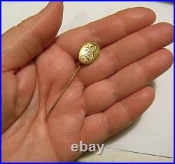 CXK Vintage Victorian 14K Gold 3/4 Stick Lapel Pin Hand Engraved Letter B 2g