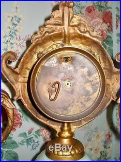 C. 1890 Victorian Clock & Ewers, Mantel Garniture, Hand-Painted IRISES, Antique