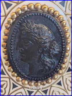 Cameo Vase, Antique French Napoleon White Opaline 13Tall, Rare