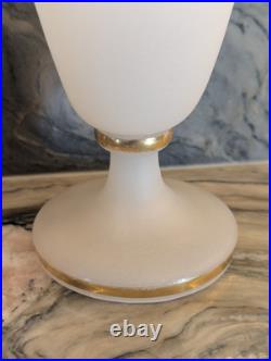 Cameo Vase, Antique French Napoleon White Opaline 13Tall, Rare