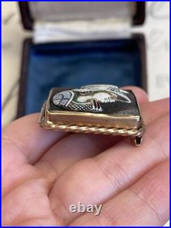 Cameo brooch Antique 19th god Hermes Victorian Style Hand Carved Very Rare G. Pl