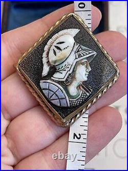 Cameo brooch Antique 19th god Hermes Victorian Style Hand Carved Very Rare G. Pl