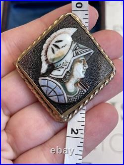 Cameo brooch Antique 19th god Hermes Victorian Style Hand Carved Very Rare G. Pl