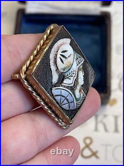 Cameo brooch Antique 19th god Hermes Victorian Style Hand Carved Very Rare G. Pl
