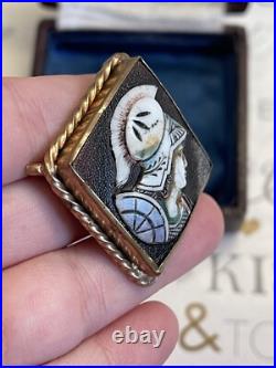 Cameo brooch Antique 19th god Hermes Victorian Style Hand Carved Very Rare G. Pl