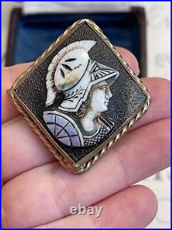 Cameo brooch Antique 19th god Hermes Victorian Style Hand Carved Very Rare G. Pl