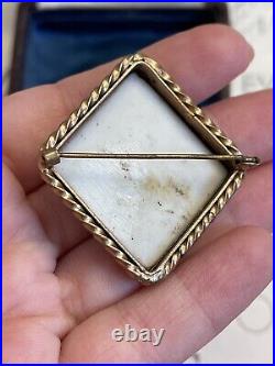 Cameo brooch Antique 19th god Hermes Victorian Style Hand Carved Very Rare G. Pl