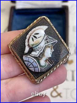 Cameo brooch Antique 19th god Hermes Victorian Style Hand Carved Very Rare G. Pl