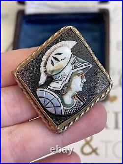 Cameo brooch Antique 19th god Hermes Victorian Style Hand Carved Very Rare G. Pl