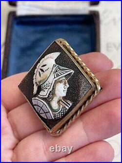Cameo brooch Antique 19th god Hermes Victorian Style Hand Carved Very Rare G. Pl