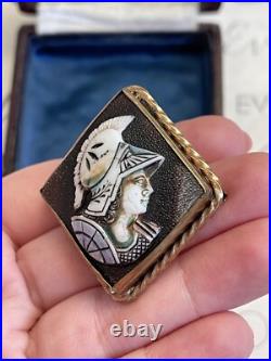 Cameo brooch Antique 19th god Hermes Victorian Style Hand Carved Very Rare G. Pl