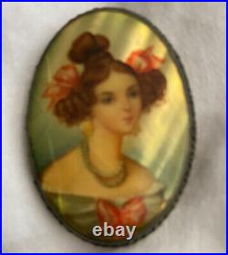 Cameo hand painted lady. WOW! Antique Victorian On Shell