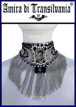Choker jewelry woman fashion necklace collier embroidered collar cameo medallion