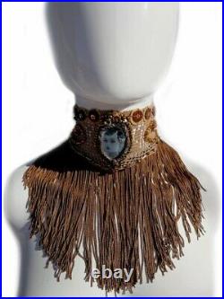 Choker jewelry woman fashion necklace collier embroidered collar fringe charm 2
