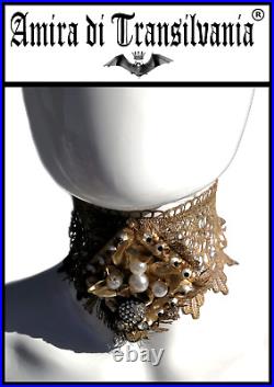 Choker jewelry woman fashion necklace collier embroidered collar medallion cameo