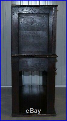 Circa 1700 English Oak Hand Carved Gothic Jacobean Style Large Cupboard Bureau