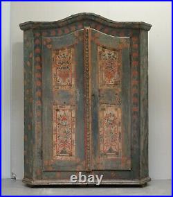 Circa 1808 Sumlime Hand Painted French Wardrobe Or Hall Cupboard In Oak Wood