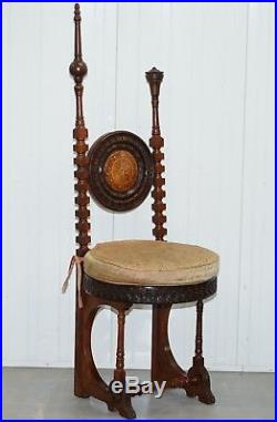 Circa 1900 Carlo Bugatti Throne Chair Solid Hardwood Hand Carved Wood Rare Find