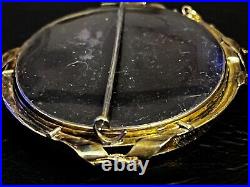Detailed Double Portrait Dog Hand Painted Victorian 10K Oval Frame Brooch/Pin