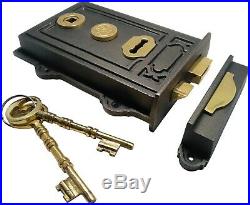 Dual handed Victorian Style Antique Cast Iron Brass Davenport Door Rim Sash Lock